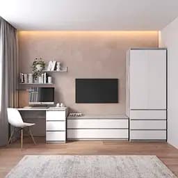 Комплект меблів у вітальню VAYS шафа R-9, тумба R-6, стіл R-1, полиці М-22