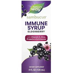 Екстракт чорної бузини, вітамін C і цинк Nature's Way Sambucus Immune Syrup, 120 мл для підтримки імунної системи