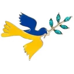 Брошь Птица брошь-булавка символ Украины патриотическая желто-голубая