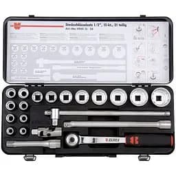 Набір головок торцевих Wurth 1/2" 12гр. з тріскачкою в кейсі 21 шт. Zebra (096513 20)