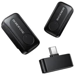 Петличний бездротовий мікрофон Borofone BFK17 Lemai dual-mic Type-C Black - мініатюра 5