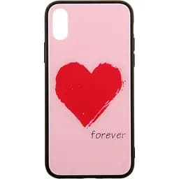 Чохол-накладка Toto Glass Fashionable Case Apple iPhone XS Red Heart on Pink