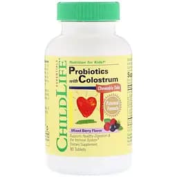 Пробіотик для дітей ChildLife Probiotics with Colostrum з молозива зі смаком ягід 90 дропсів (CDL11100)