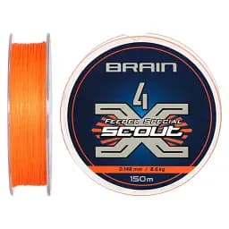 Шнур Brain Scout 4X 150 м (fluoro Orange) 0.148 мм 8.6 кг