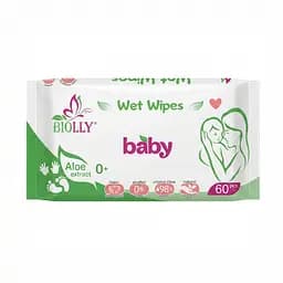 Вологі серветки для дітей Biolly Baby 60 шт. Безпечні серветки для малюків