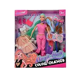 Лялька на шарнірах, 30 см, змінює колір волосся, 3 знімні прядки, сукня, аксесуари