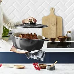 Tefal Кастрюля Tefal Air, з кришкою, 5.7л, алюміній, чорний - мініатюра 6