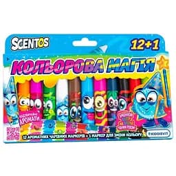 Набор ароматических маркеров для рисования Scentos Цветная магия 12+1 меняет цвет (25016)