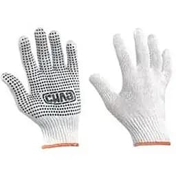 Рукавички Сила Х/Б з ПВХ точкою р10 економ білі + черний ПВХ