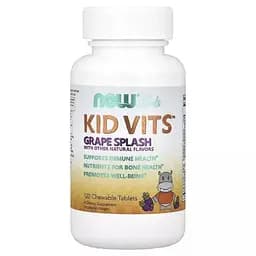 Мультивитамины и минералы для детей вкус винограда Kid Vits Now Foods 120 жевательных таблеток