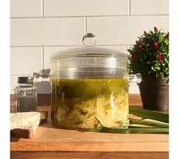 Стеклянная кастрюля круглой формы с крышкой, 1.5 л, S&T Прозрачный 87670