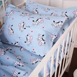 Простирадло на резинці MirSon Kids Time 20-0037 Cute blue zebra 70х190 см (2200009639562) - мініатюра 5