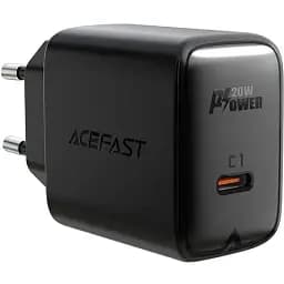 Мережевий зарядний пристрій Acefast A1 PD20W single USB-C charger чорний