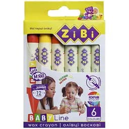 Карандаши восковые ZiBi Super Jumbo Baby Line круглые 6 шт. (ZB.2484)