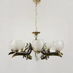 Люстра со светодиодным золотым корпусом и 8 двойных плафонов Line F | Ст. 81181/8 GD