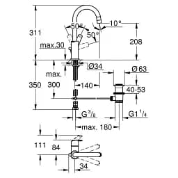 Змішувач для раковини Grohe EuroSmart L-size одноважільний Хром 30412 - мініатюра 2