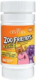 Вітаміни та мінерали 21st Century Zoo Friends with Extra C, 60 таблеток