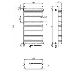 Електрична рушникосушка Navin Stugna 480x1000 Sensor права біла 12-028153-3680, Білий, Праве, Електронний - мініатюра 7