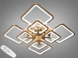 Стельова LED-люстра Diasha 8157/4+4G 190W, 60x60x12 см, 3 кольори світла, диммер, пульт