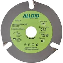 Диск пиляльний по дереву Alloid Building Tools с твердосплавними напайками 125х22.2 мм (WS-12503)
