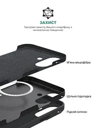 Силиконовый чехол с MagSafe для Apple iPhone 16, ICON2 MagCase, черный, противоударный, панель с мягкой подкладкой, защита всего корпуса, поддержка беспроводной зарядки, совместим с защитными стеклами и пленками, ArmorStandart (ARM80211) - мініатюра 6