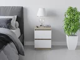 Тумбочка на 2 шухляди Moreli T-225 Ш400/В530/Г400 Дуб сонома-Білий - мініатюра 3