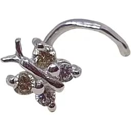 Срібна сережка-пірсинг в ніс Dear. 1041.2С Шампань