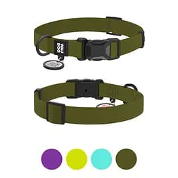 Ошейник для собак водостойкий Waudog Magnet с QR-паспортом магнитная пряжка-фастекс XL Ш 25 мм Д 38-58 см хаки