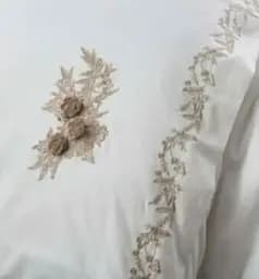Комплект постільної білизни Dantela Vita Safir Cream з мереживом Євро Різнобарвний 000230310 - мініатюра 3