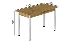 Стіл кухонний Ferrum-decor Беніта 75x120x60 Білий ДСП Дуб Артізан 16мм (FRD-105687) - мініатюра 4