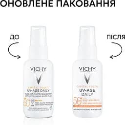 Сонцезахисний невагомий флюїд Vichy Capital Soleil UV-Age Daily проти ознак фотостаріння шкіри обличчя SPF 50+ 40 мл (MB364200) - мініатюра 2