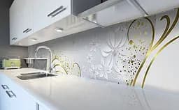 Кухонний фартух Ромашки Перли Золото ПВХ для декору 60х300 см Квіти Сірий Happy Pocket Z184539 - мініатюра 5