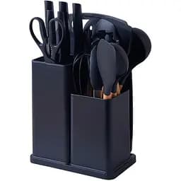 Набір ножів та кухонного приладдя Zepline ZP0102 з 19 предметів на підставці чорний (43272ZP0102_1320)