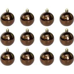 Набір ялинкових куль Linhai 12 шт D6 см шоколадний глянець пластик (892074)