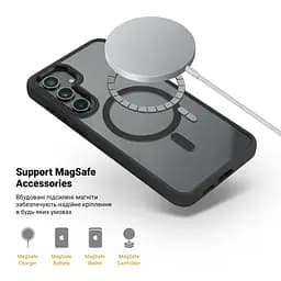 Чехол Samsung Galaxy S24 5G (SM-S921), Unit MagSafe, черный, прозрачный, магсейф, противоударный, магнитный, панель-накладка с поддержкой MagSafe, с поддержкой беспроводной зарядки, TPU+PC, защита всего корпуса, ударопрочный, ArmorStandart (ARM74859) - мініатюра 4