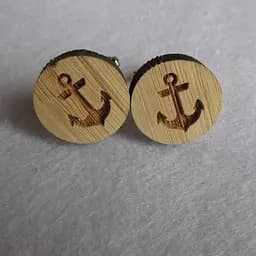 Дерев'яні запонки Якір Handmade acs0005977