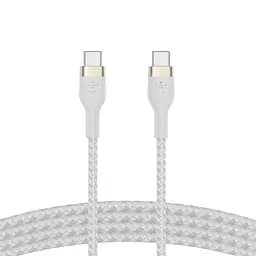 Belkin Кабель USB-С - USB-C плетений, силіконовий, з ремінцем на магніті, 1м, білий