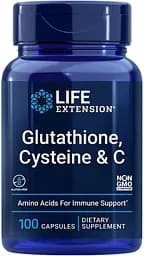 Натуральная добавка Life Extension Glutathione Cysteine & C, 100 капсул