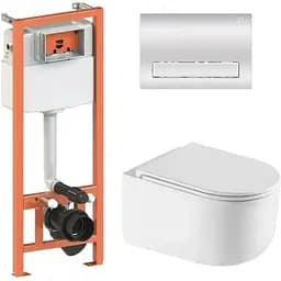 Набір Q-tap Nest 4 в 1 підвісний унітаз Taurus Ultra Quiet 490x360x380 + комплект інсталяції QT2433084EUQW46155