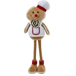 Мягкая новогодняя игрушка BonaDi Пряничный человечек 39см с белой шапочкой Фигурка декоративная Бежева
