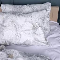 Простирадло MirSon Сатин Silver Petals 150х220 см біле (2200011122342) - мініатюра 2