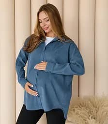 Женская рубашка для беременных стиля oversize из микровельвета Varna размер S-М Lullababe джинсовая