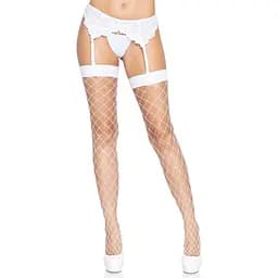 Панчохи у велику сітку Leg Avenue Fence Net Thigh Highs White, One Size