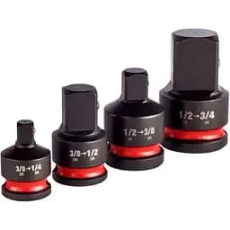 Набір перехідників ударних ShW 3/8"-1/4"; 3/8"-1/2"; 1/2"-3/8"; 1/2"-3/4" MILWAUKEE, (4шт)