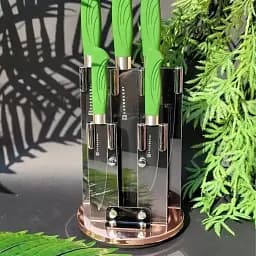 Набір кухонних ножів із підставкою 6 предметів Edenberg EB-11006 зелений