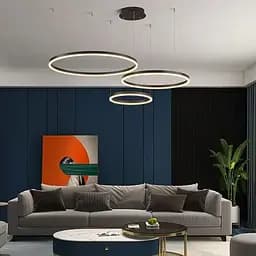 Підвісна люстра на три led кільця у чорному каркасі 60+40+20 см | Line F | Арт. G70-600+400+200 BK