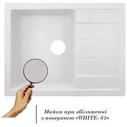 Кухонна мийка Lidz 650x500/200 WHI-01 біла (LIDZWHI01650500200) - мініатюра 4