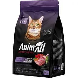 Сухий повнораціонний корм для котів AnimAll зі свіжою індичкою та качкою 400 г