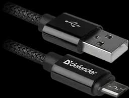 Кабель USB AM-micro BM, 1.0 м, чорний, 08-03T PRO Defender - мініатюра 2