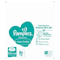 Дитячі вологі серветки Pampers Harmonie New Baby 1104 шт. (24 уп. по 46 шт.) - мініатюра 2